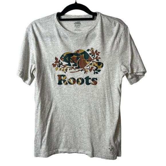 Roots camo graphic print‎ t-shirt women’s size XS - Picture 1 of 8
